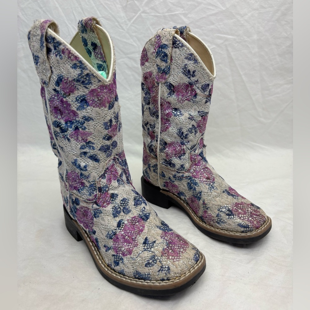 Old West Cream kids boots size 10 toddler girl - Picture 2 of 11